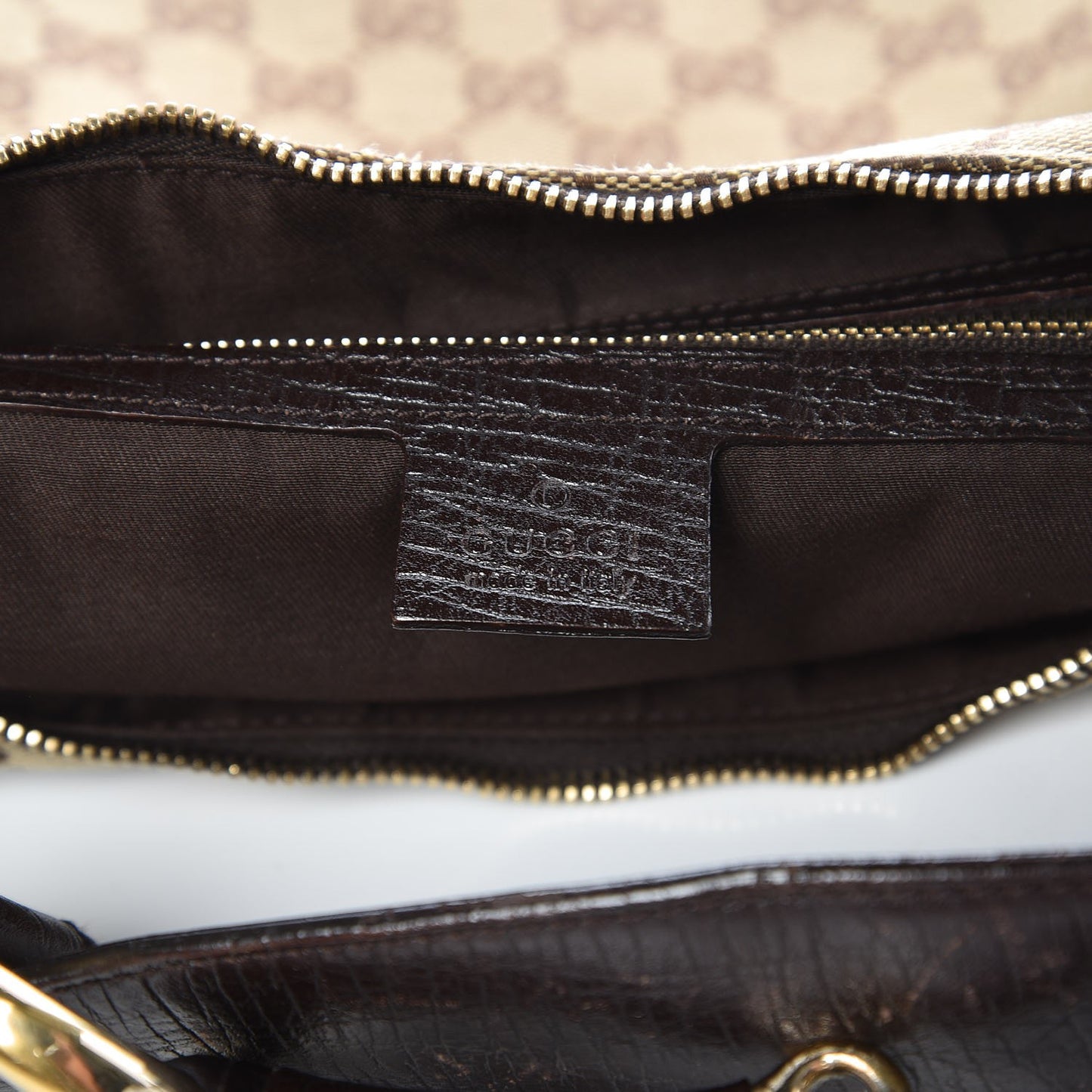 Monogram Medium Horsebit Chain Hobo Dark Brown