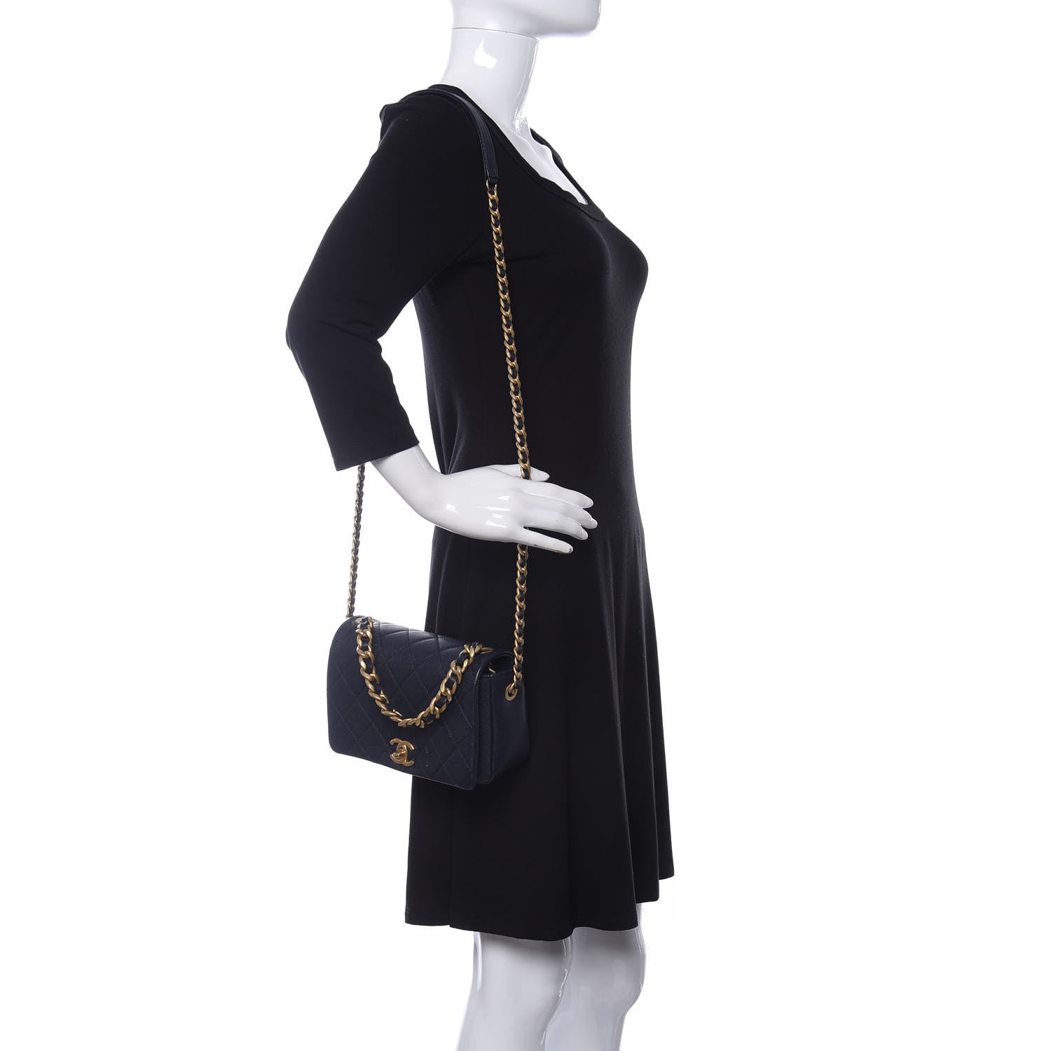 Chanel Caviar Quilted Small Fashion Therapy Flap Bag Navy Blue 2 of 11