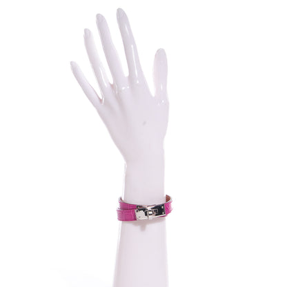 Hermes Shiny Alligator Kelly Double Tour Bracelet Rose Scheherazade Small 2 of 7