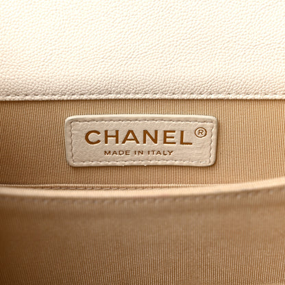 Chanel Caviar Quilted North South Boy Flap White 6 of 12