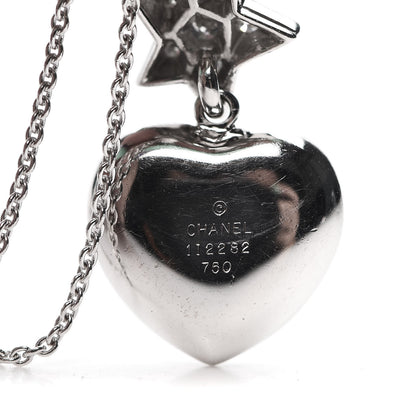 Chanel 18K White Gold Diamond Shooting Star Comete Heart Pendant Necklace 4 of 4