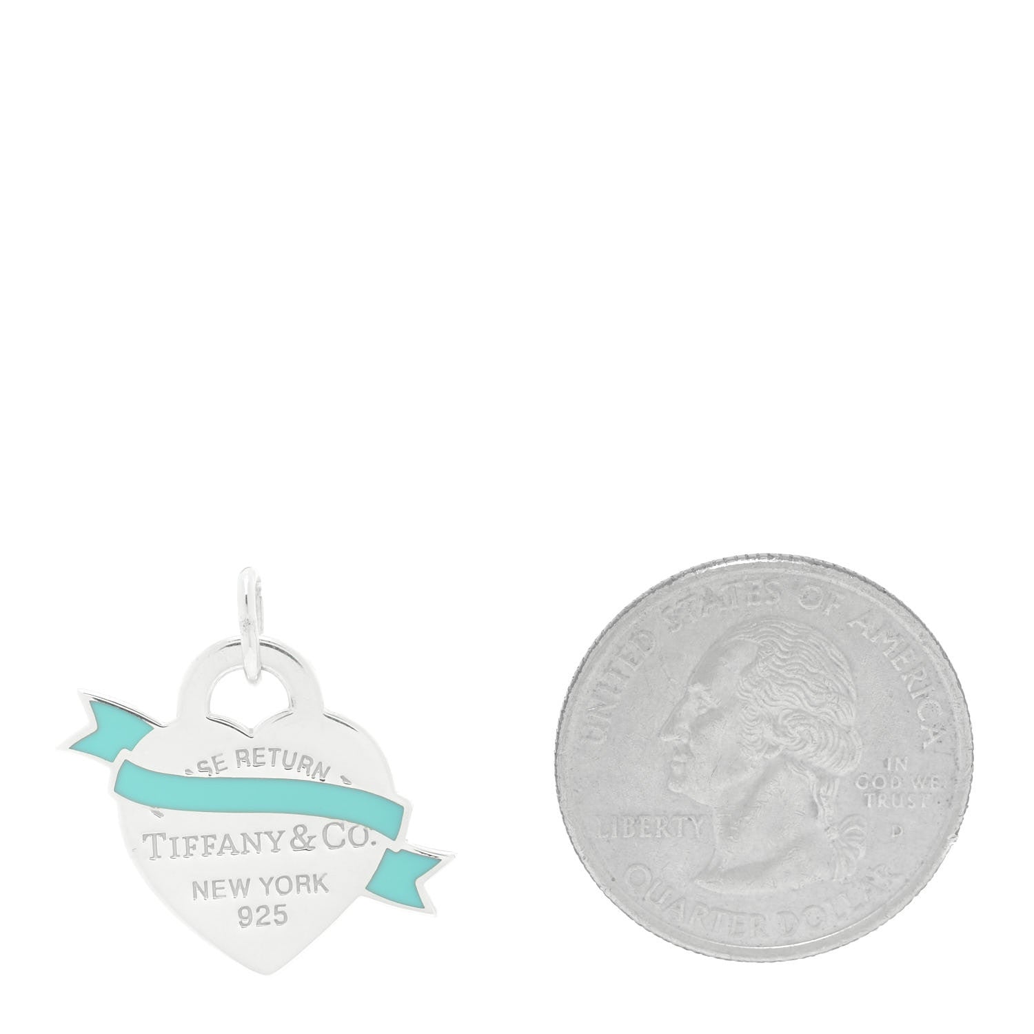 Tiffany Sterling Silver Enamel Return To Tiffany Heart Ribbon Charm Blue 2 of 4