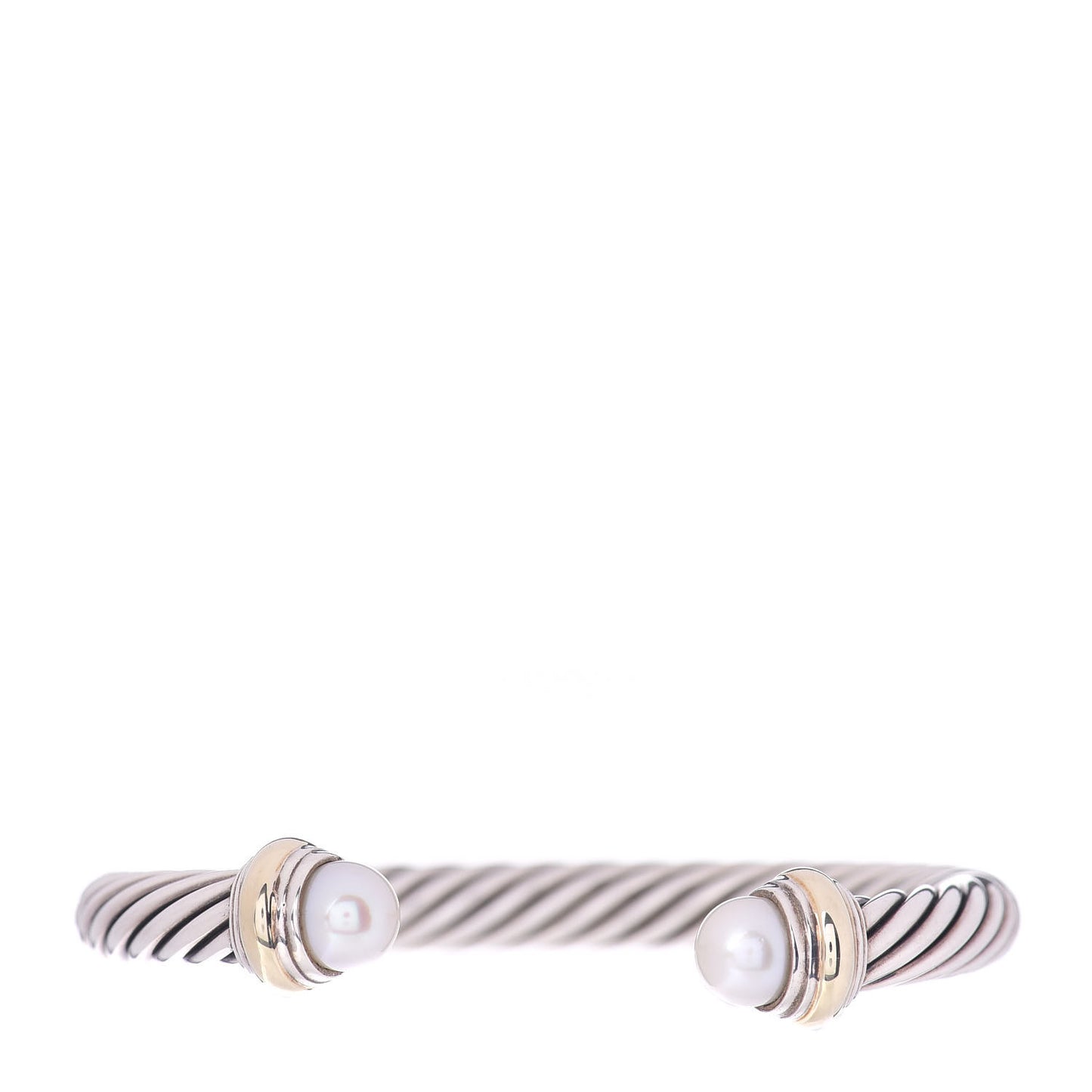 Sterling Silver 14K Yellow Gold Pearl 7mm Cable Classics Bracelet