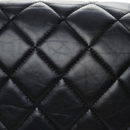 Chanel Crumpled Calfskin Quilted Large Chain All Over Flap Bag Black 7 of 15