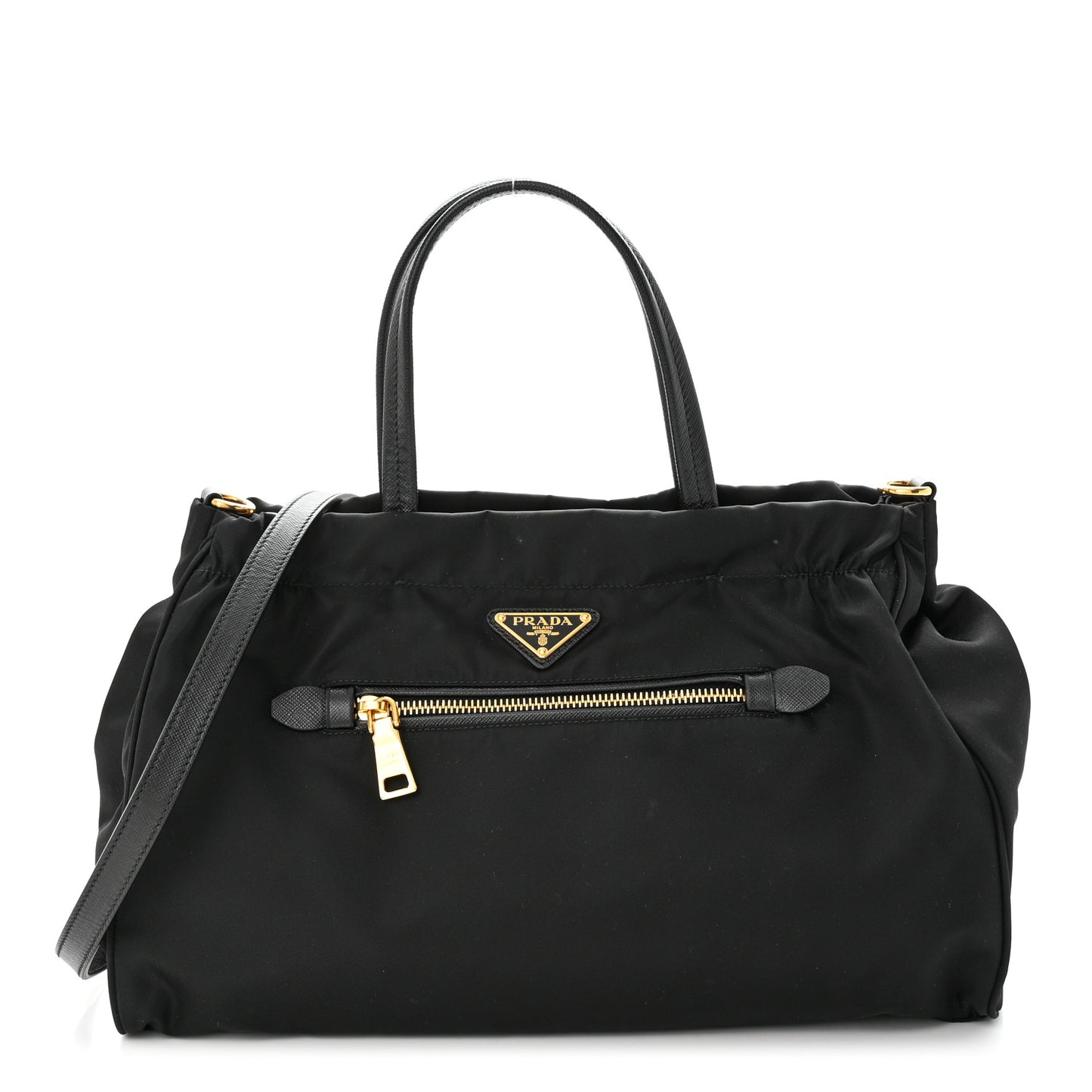 Tessuto Nylon Saffiano Shopping Tote Black