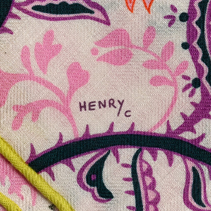 Hermes Cashmere Silk Jardins De Soie Shawl 140 Rose Bonbon Jaune 4 of 5