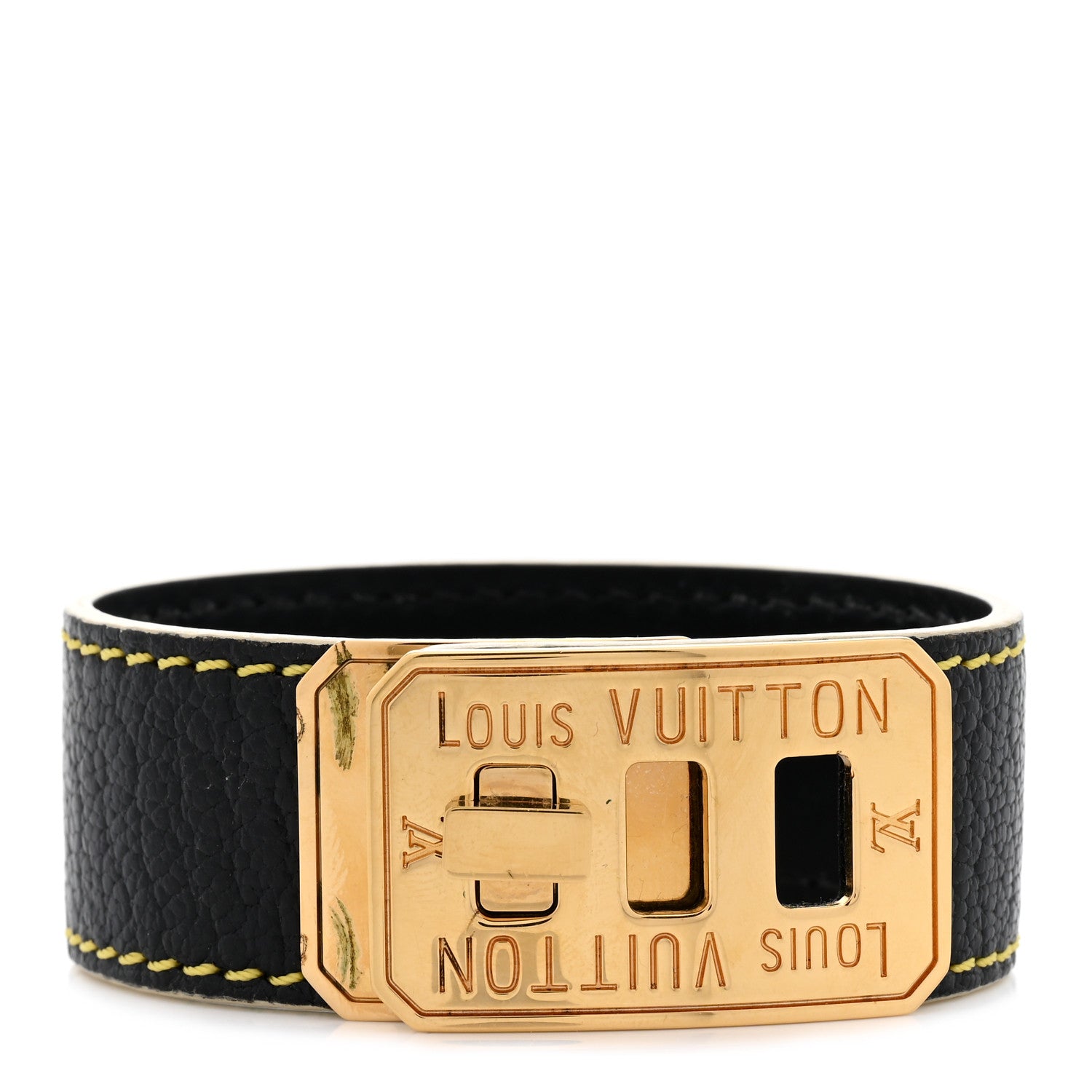 Louis Vuitton Chevre Suhali Turn Lock Bracelet 17 Black 1 of 9