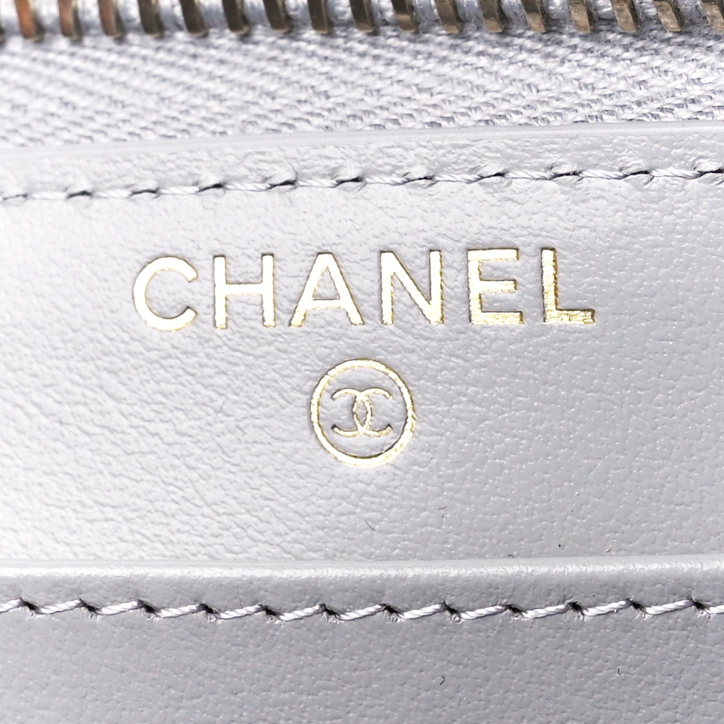 Lambskin Quilted Chanel 19 Long Zipped Around Wallet Grey