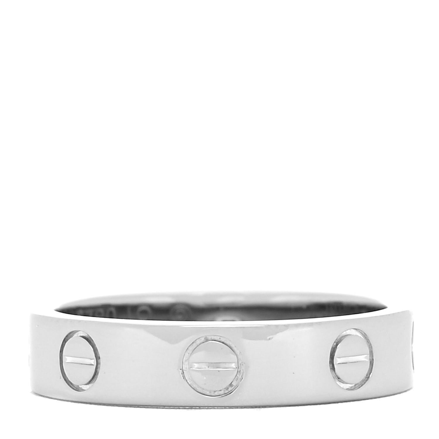 Cartier 18K White Gold Diamond 4mm LOVE Wedding Band Ring 49 4.75 3 of 4