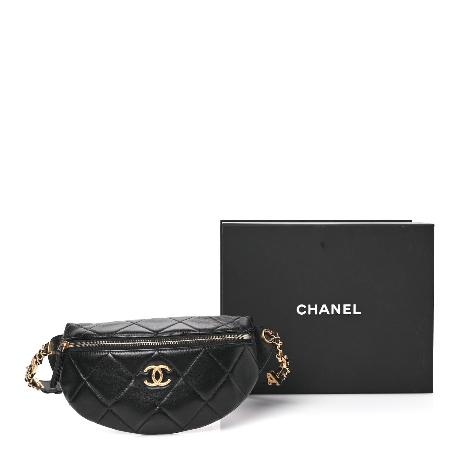 Chanel Lambskin Enamel Quilted Waist Bag Black 11 of 11