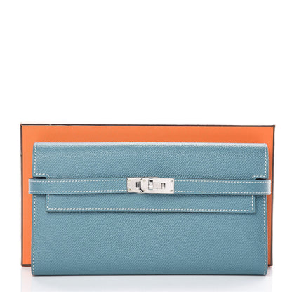 Hermes Epsom Kelly Longue Wallet Blue Jean 8 of 8