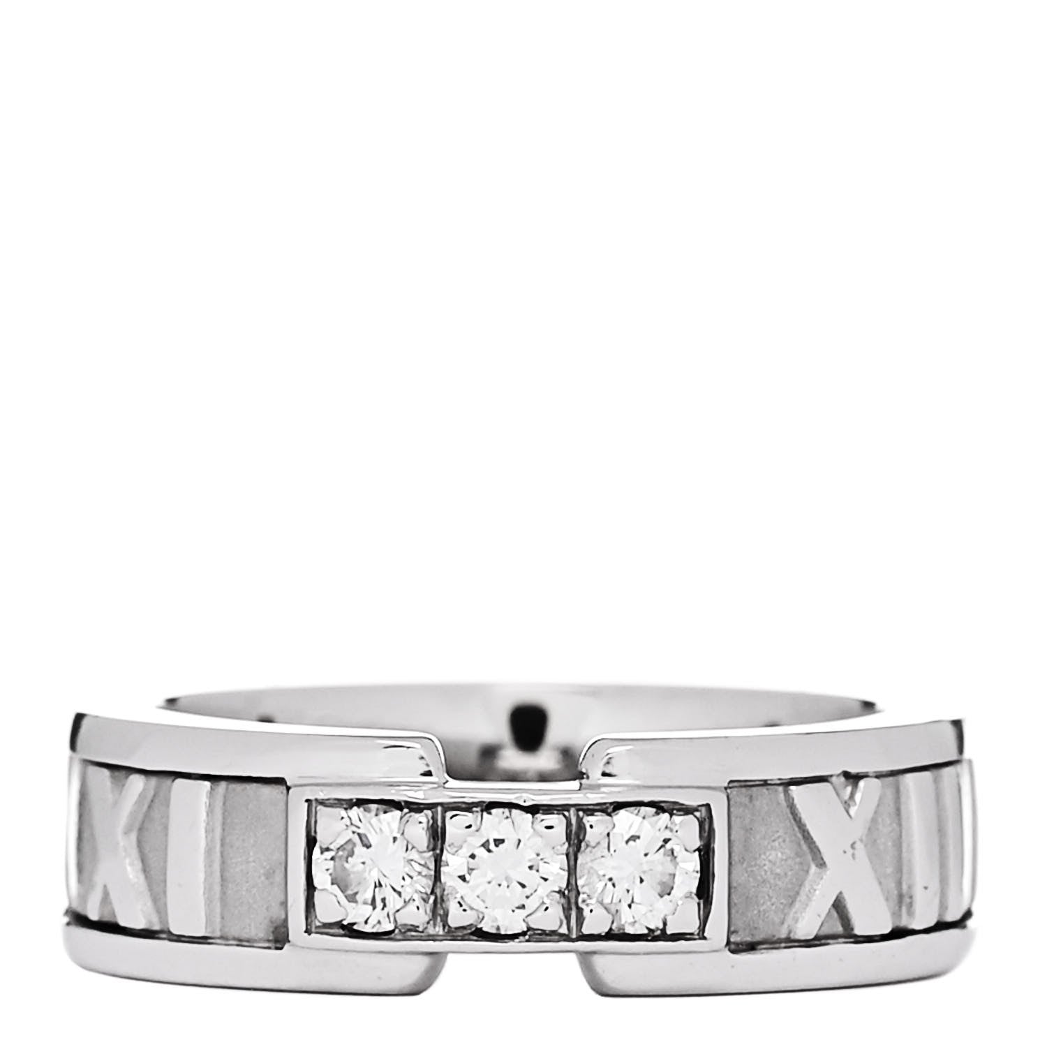 Tiffany 18k White Gold Diamond Atlas Ring 46 3.75 1 of 4