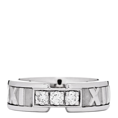 Tiffany 18k White Gold Diamond Atlas Ring 46 3.75 1 of 4