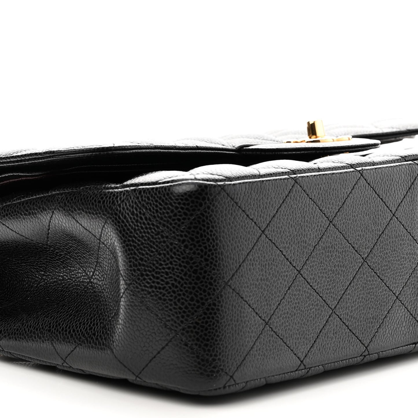 Caviar Quilted Jumbo Double Flap Black