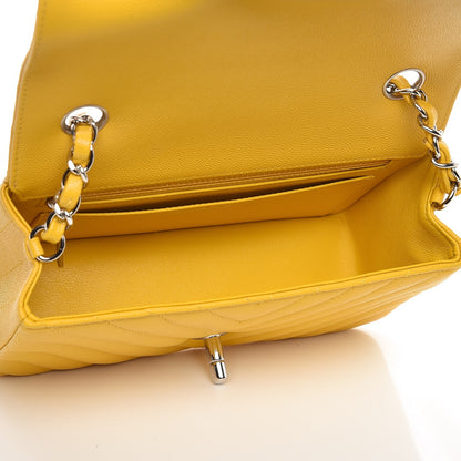 Chanel Caviar Chevron Quilted Mini Rectangular Flap Yellow 5 of 8
