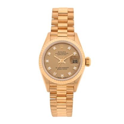 Rolex 18K Yellow Gold Diamond 26mm Datejust President Watch Champagne 69178 1 of 5