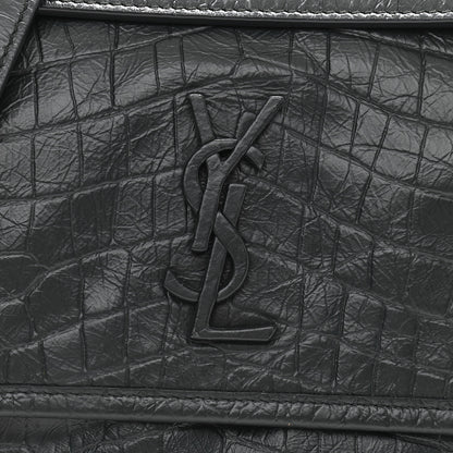 Saint Laurent Calfskin Crocodile Embossed Monogram Baby Niki Chain Satchel Algea 8 of 11