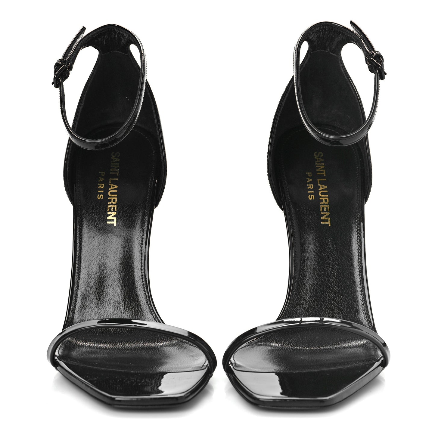 Patent Calfskin Opyum 110 Sandals 38.5 Black Gold