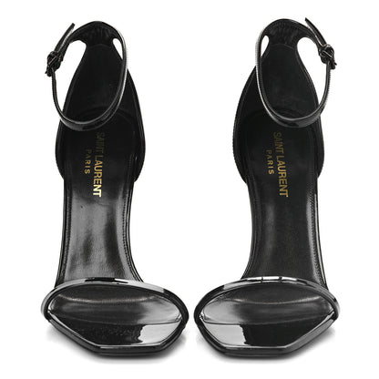Saint Laurent Patent Calfskin Opyum 110 Sandals 38.5 Black Gold 2 of 9