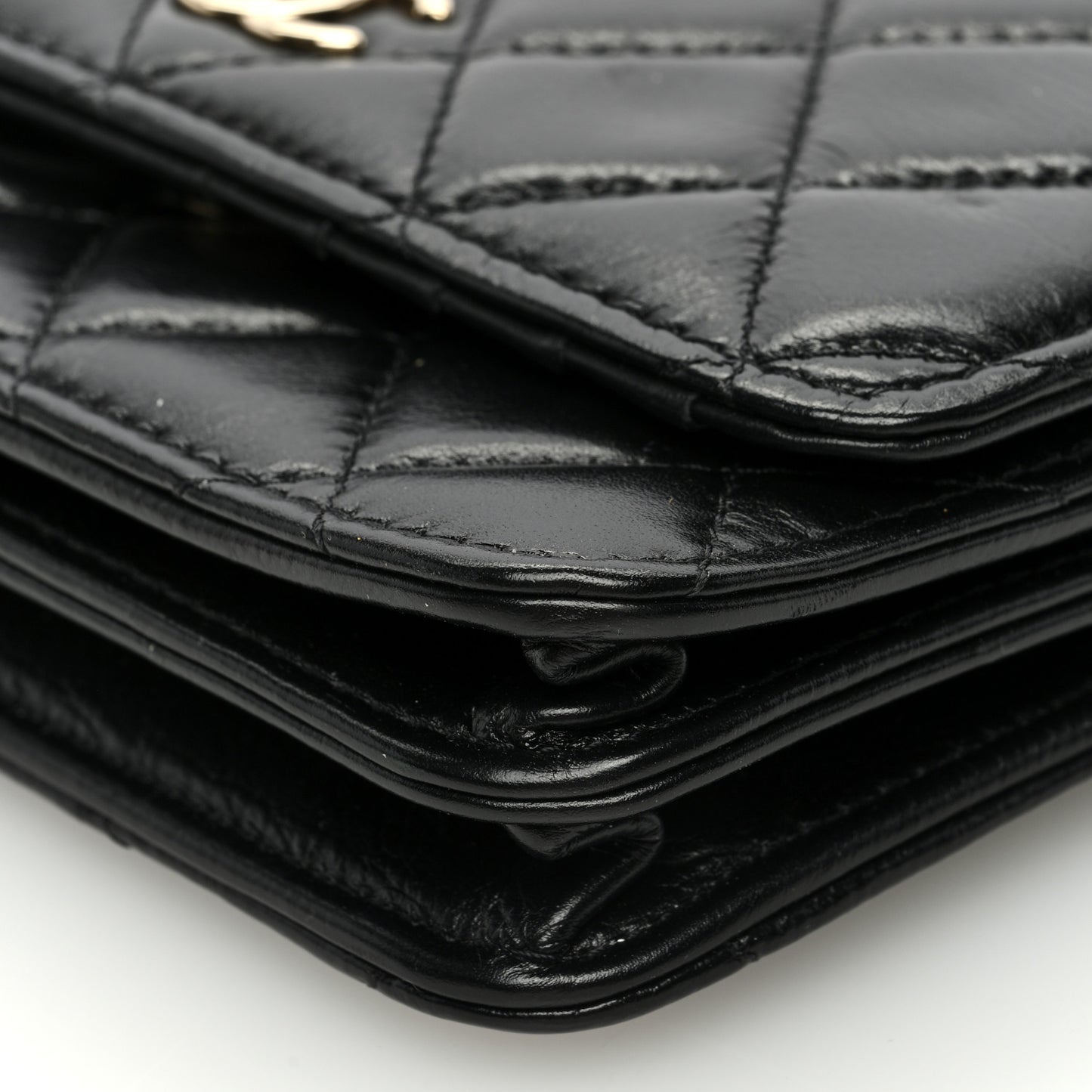 Calfskin Quilted Mini Maxi Pearls Wallet On Chain WOC Black