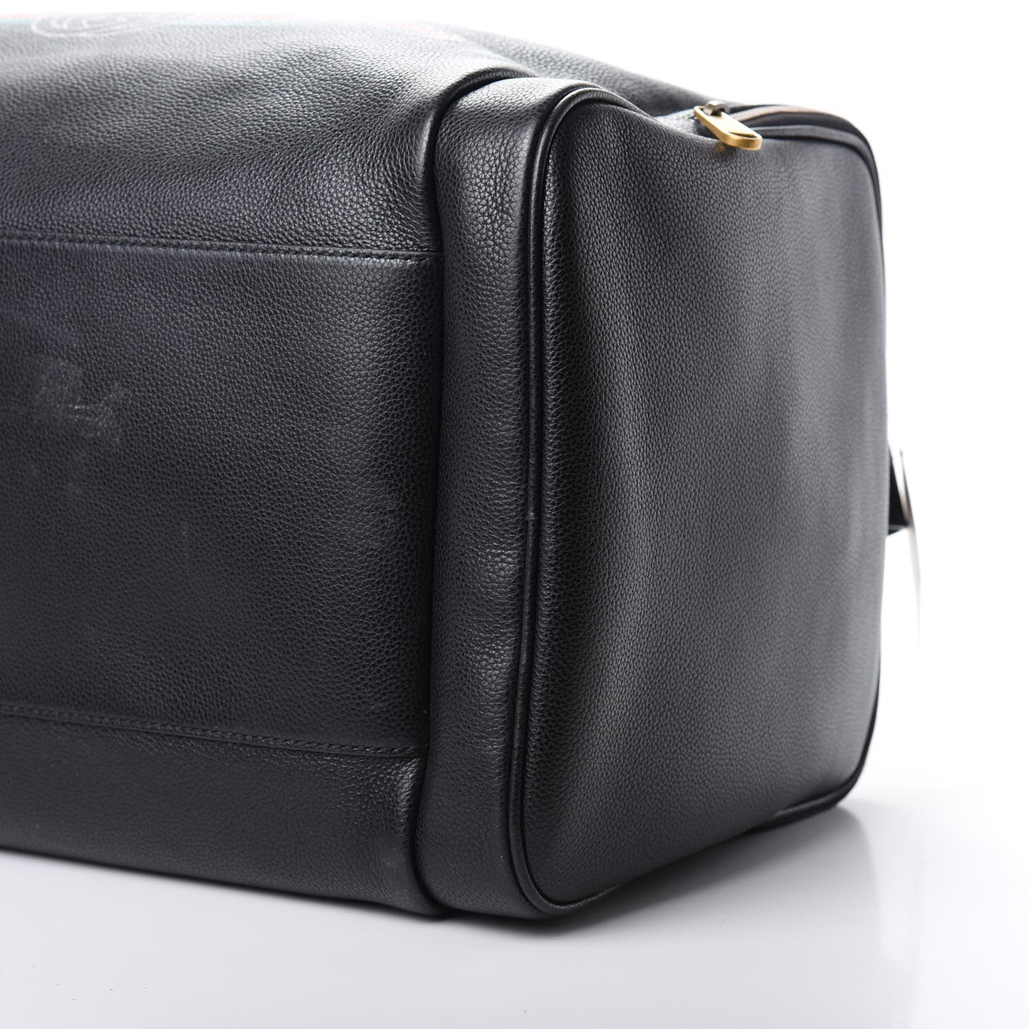 Grained Calfskin Logo Duffle Bag Black