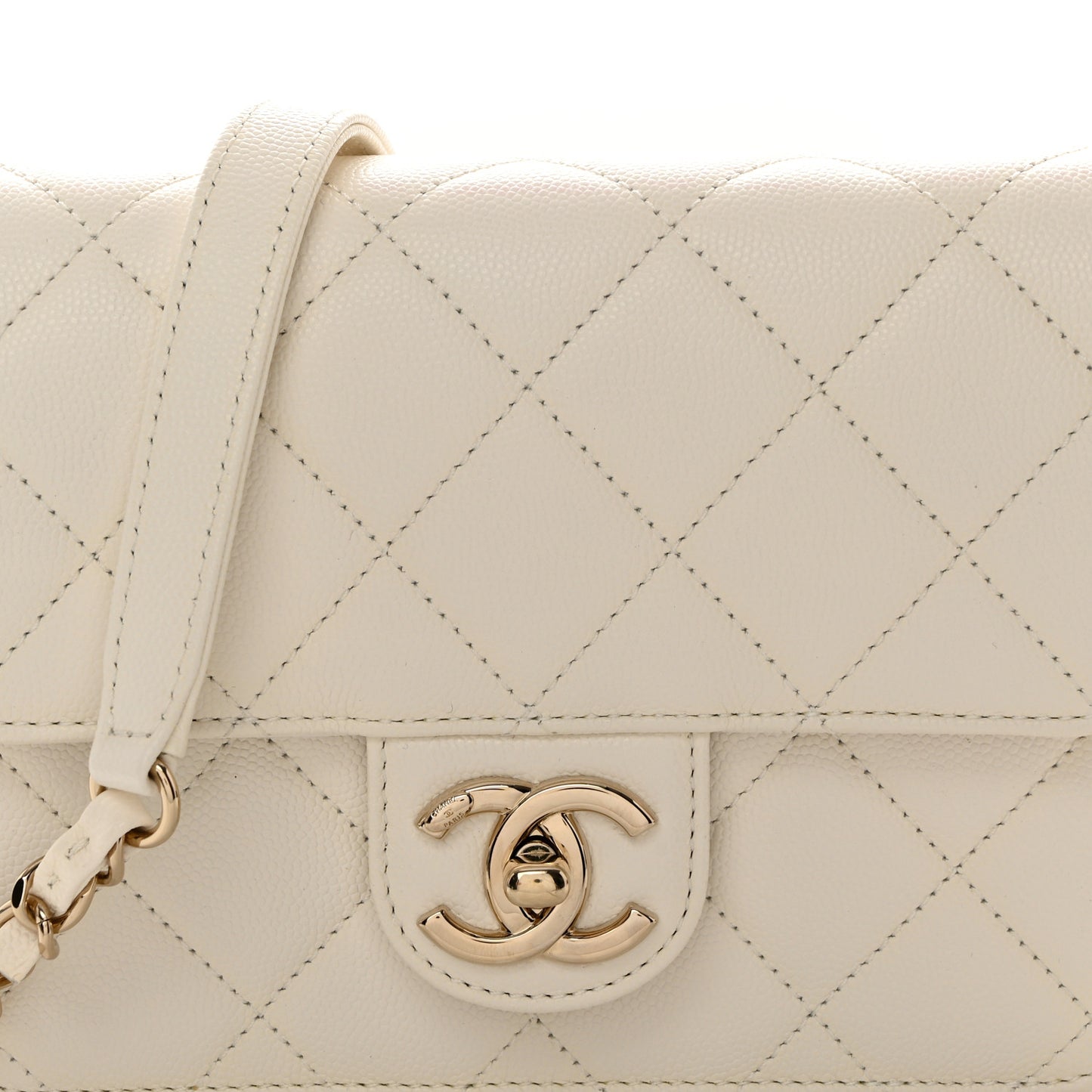 Caviar Quilted Like A Wallet Flap White