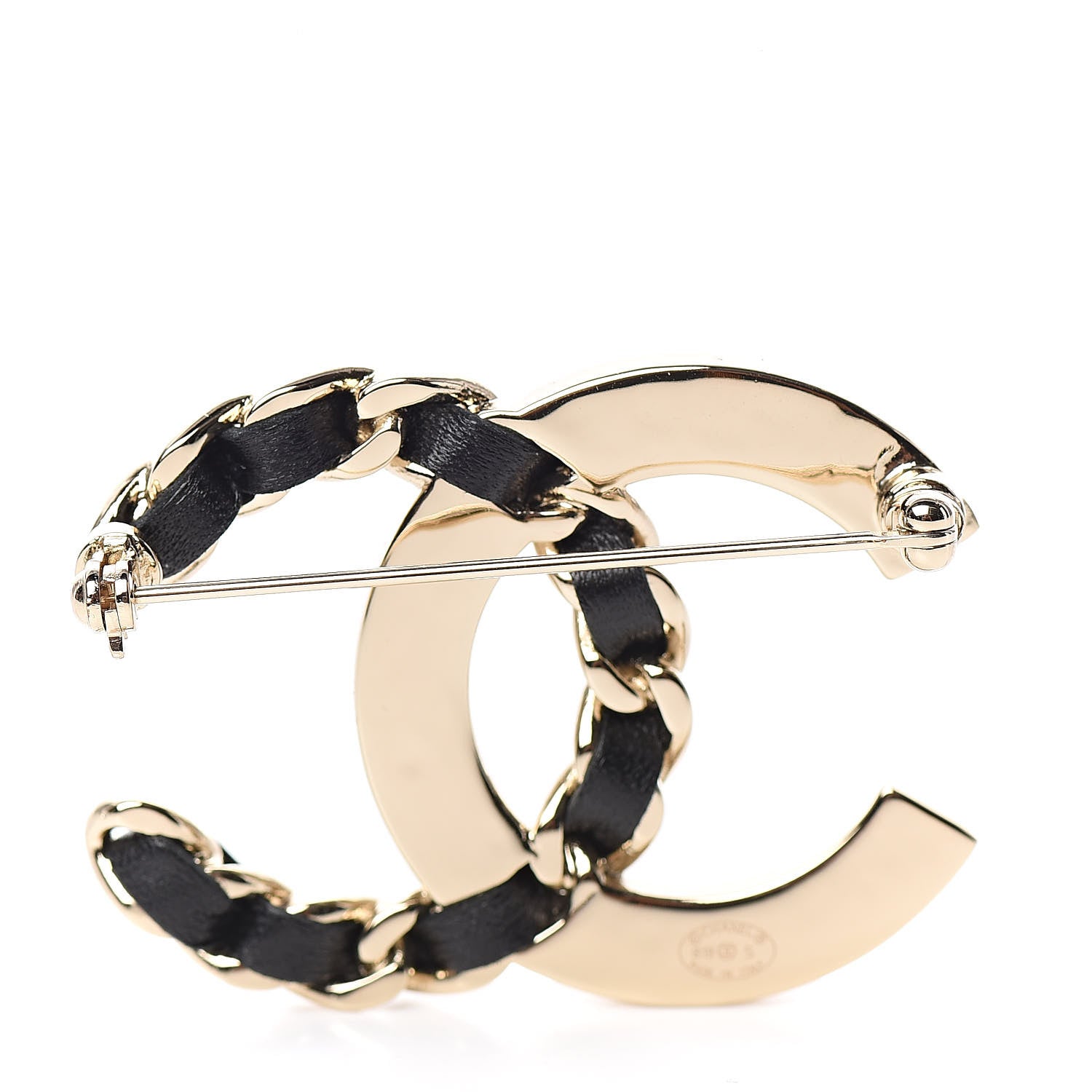 Chanel Lambskin Crystal CC Brooch Black Gold 3 of 5