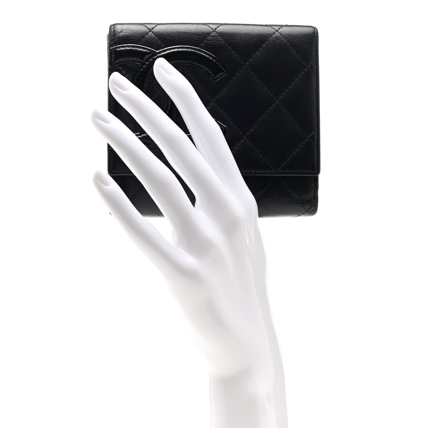 Lambskin Quilted Cambon Flap Wallet Black