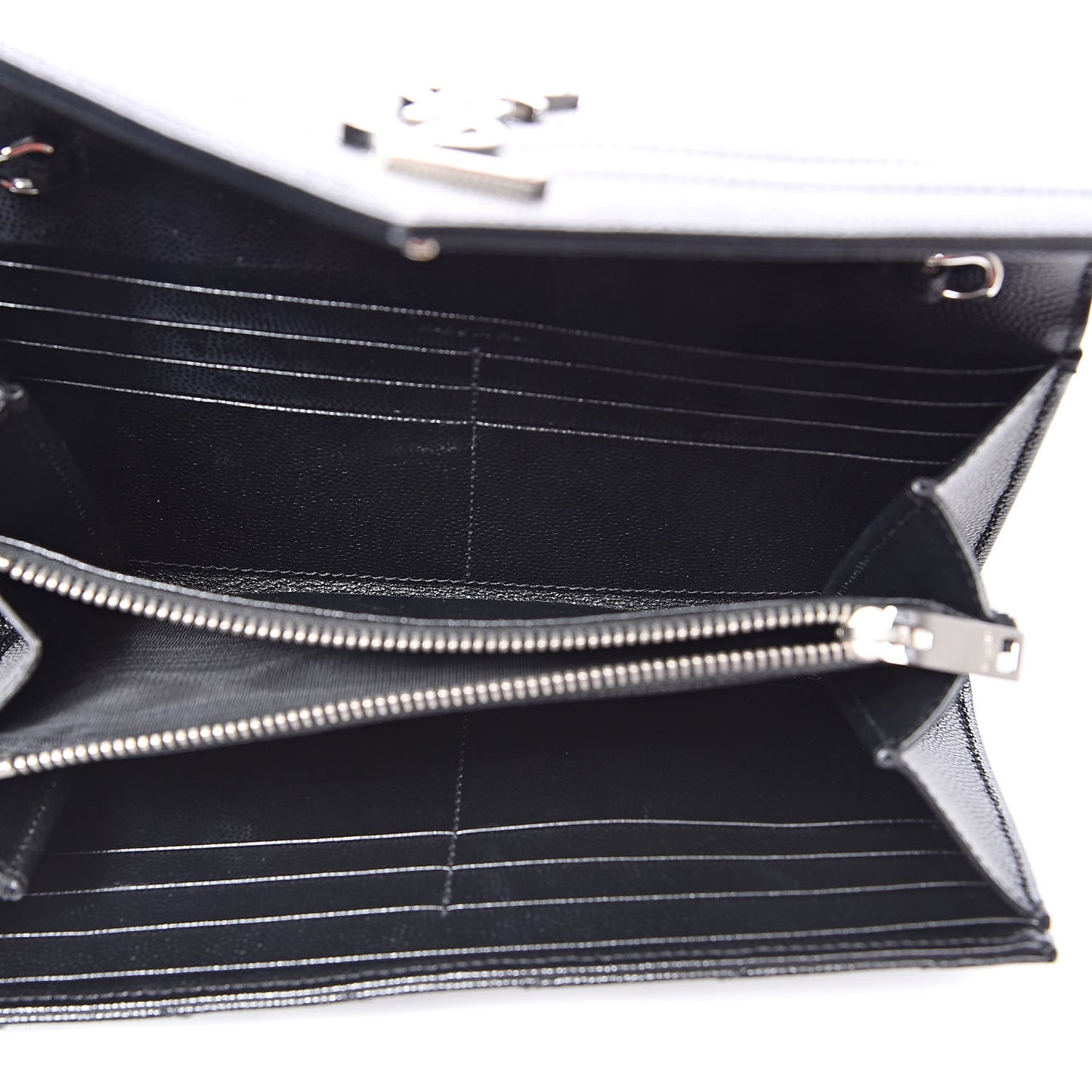 Grain De Poudre Matelasse Chevron Small Monogram Chain Wallet Black