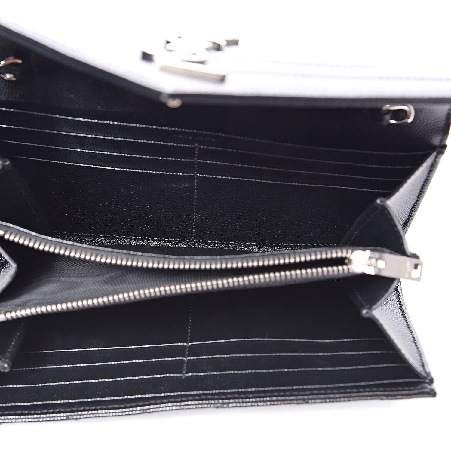 Saint Laurent Grain De Poudre Matelasse Chevron Small Monogram Chain Wallet Black 5 of 8
