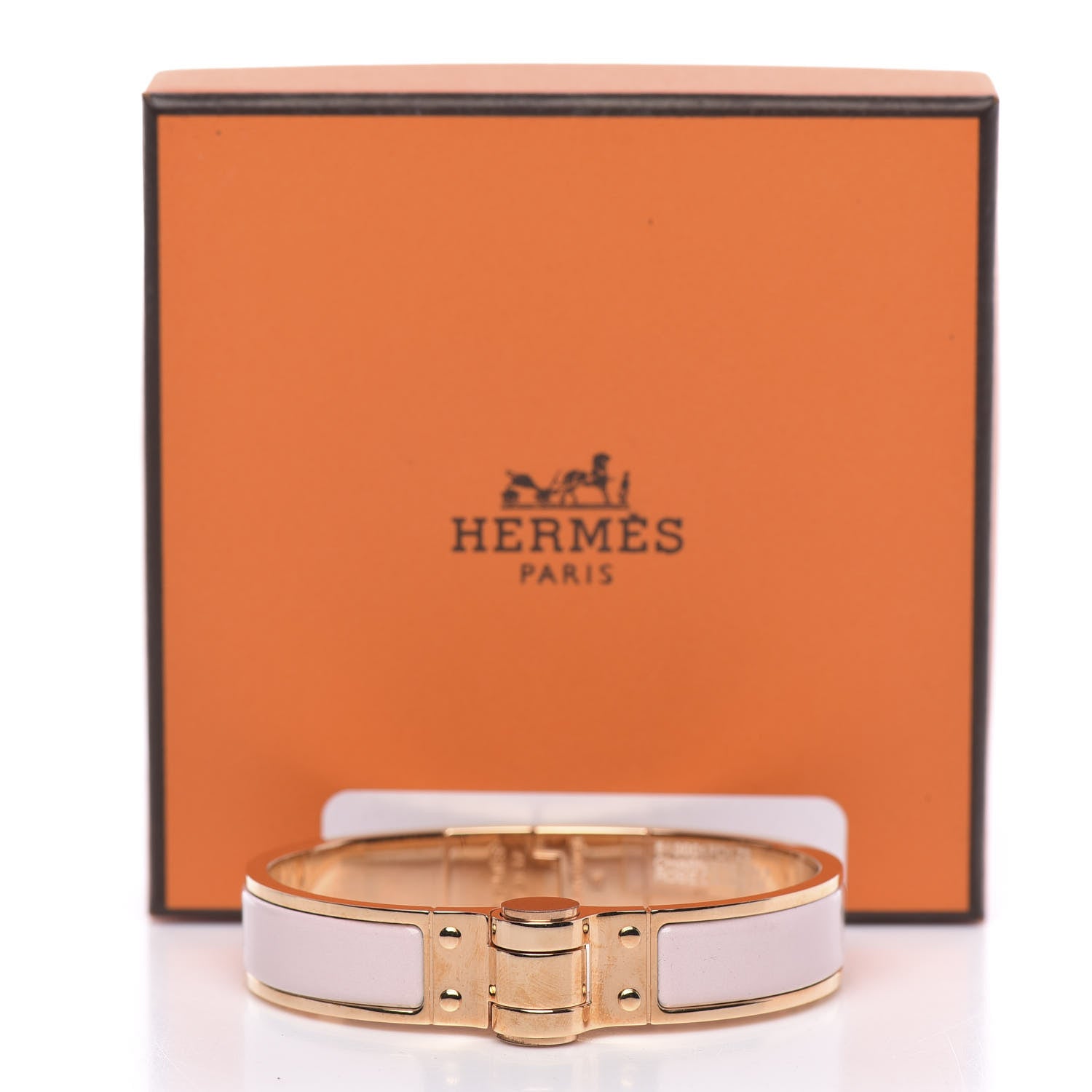 Hermes Enamel Charniere Uni Narrow Hinged Bracelet S Rose Candeur 6 of 6