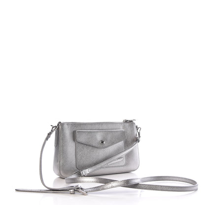 Prada Metallic Saffiano Lux Crossbody Bag Cromo 3 of 9