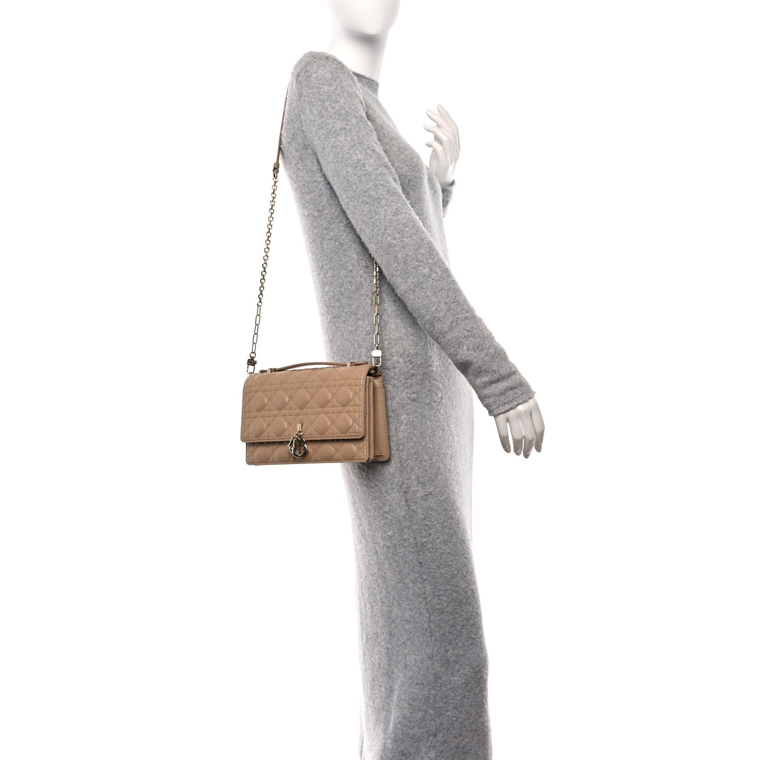 Christian Dior Lambskin Cannage My Dior Top Handle Bag Beige 2 of 11