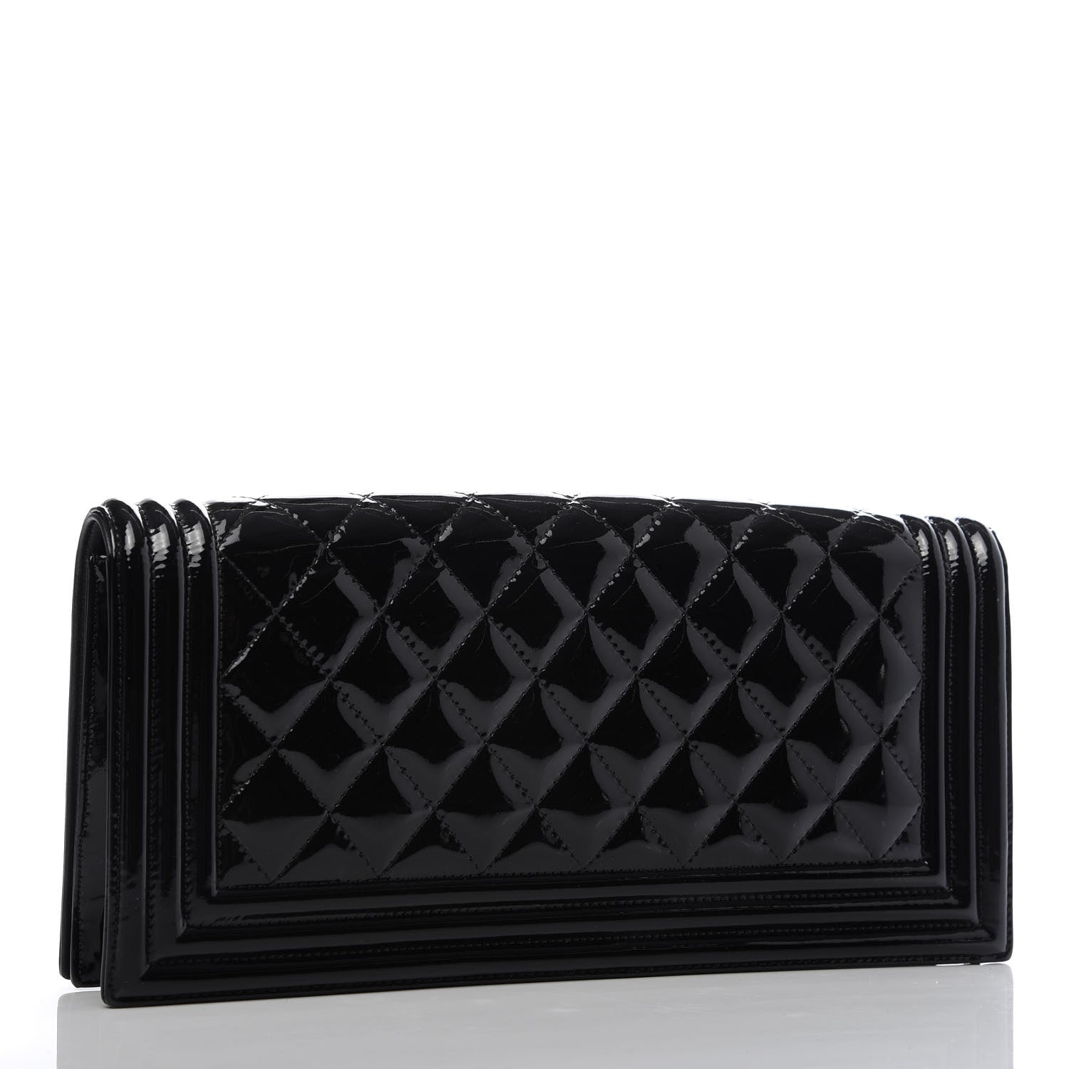 Chanel Patent Quilted Boy Flap Clutch Black 3 of 10