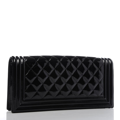Chanel Patent Quilted Boy Flap Clutch Black 3 of 10