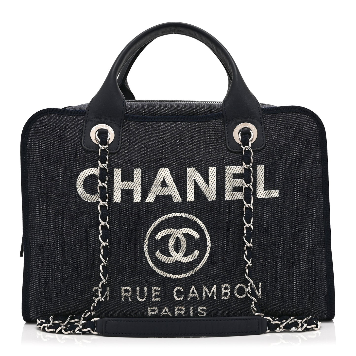 Denim Large Deauville Bowling Bag Blue