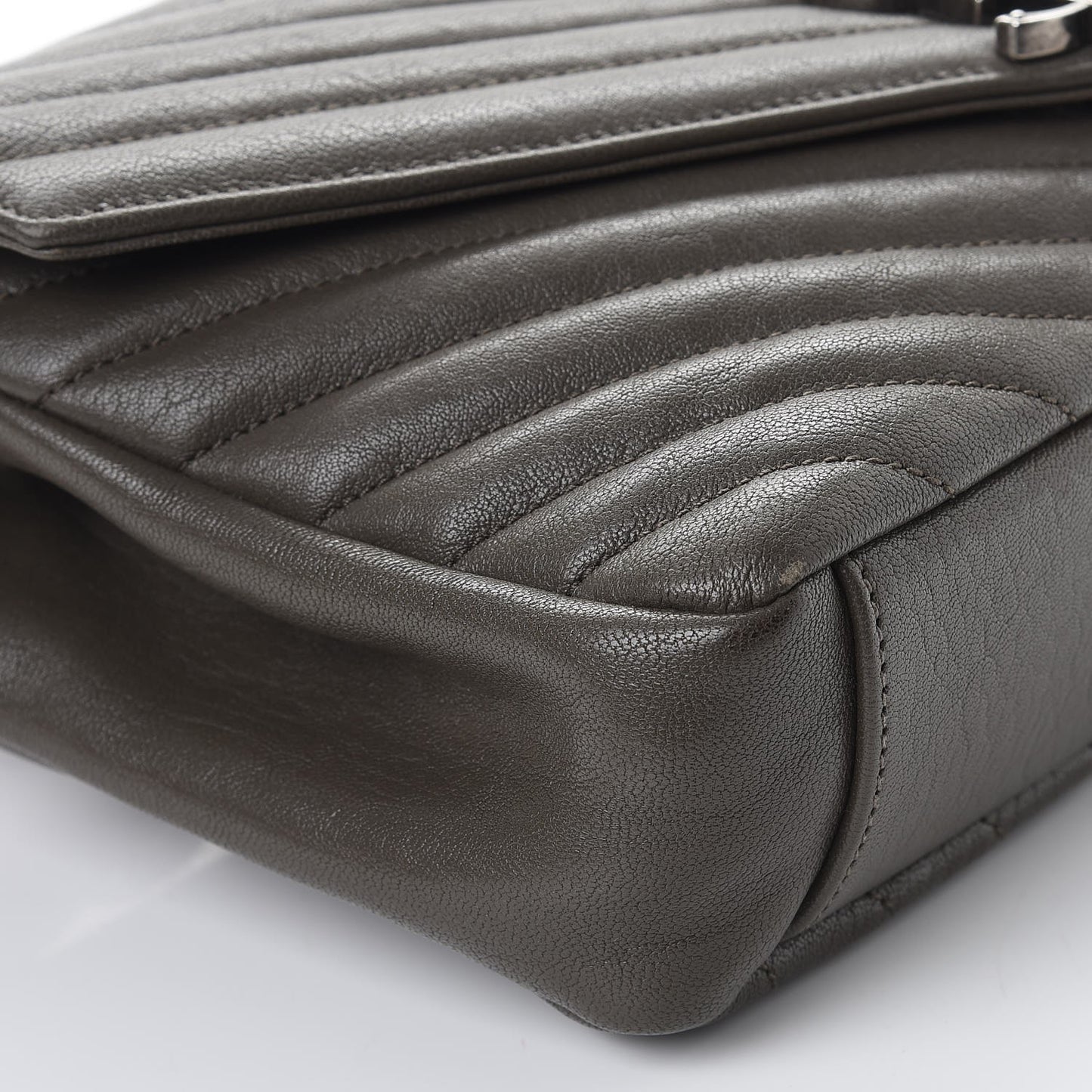 Sheepskin Matelasse Chevron Monogram Medium College Bag Earth