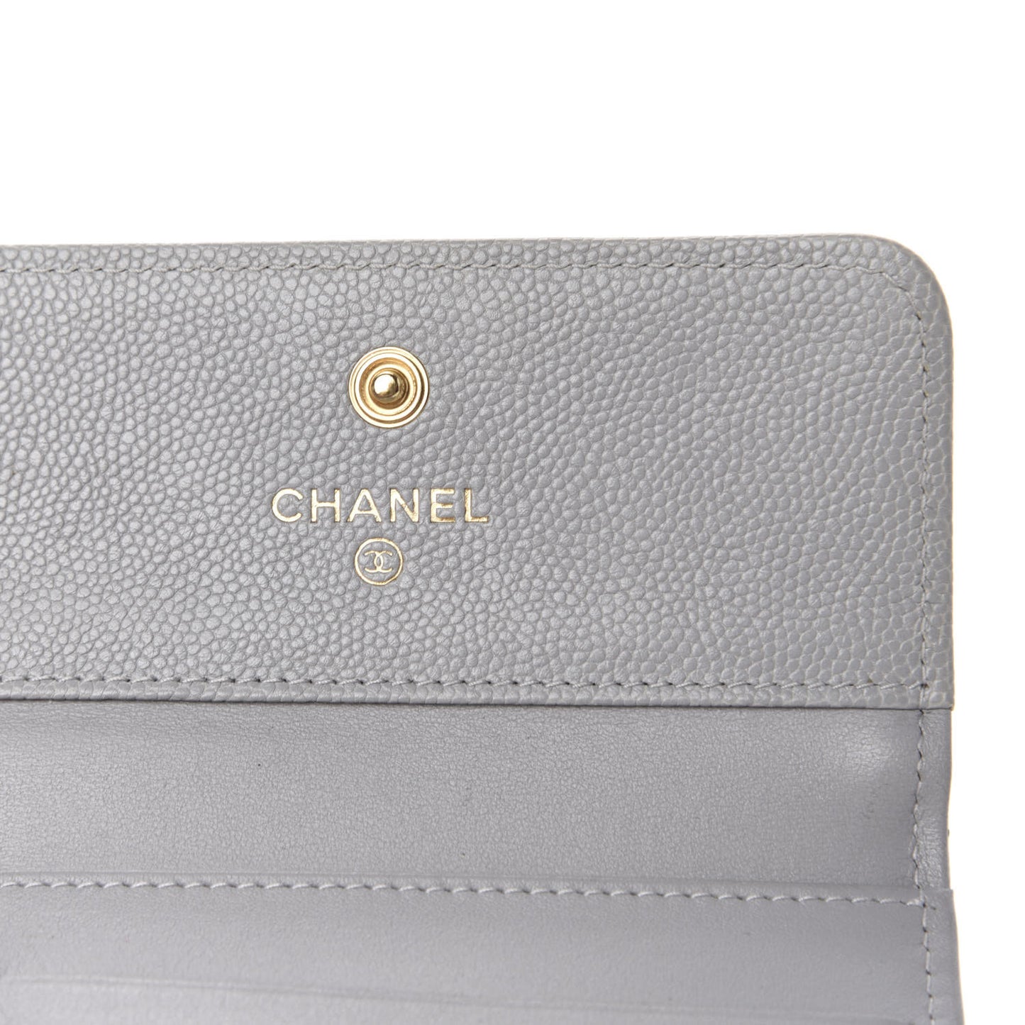 Caviar Quilted Compact Boy Flap Wallet Grey