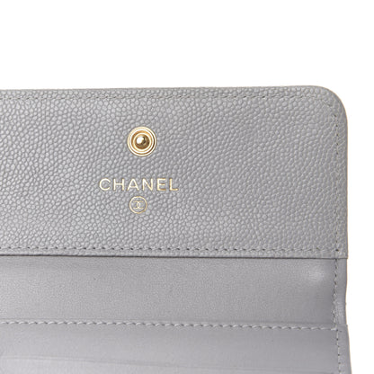 Chanel Caviar Quilted Compact Boy Flap Wallet Grey 6 of 9
