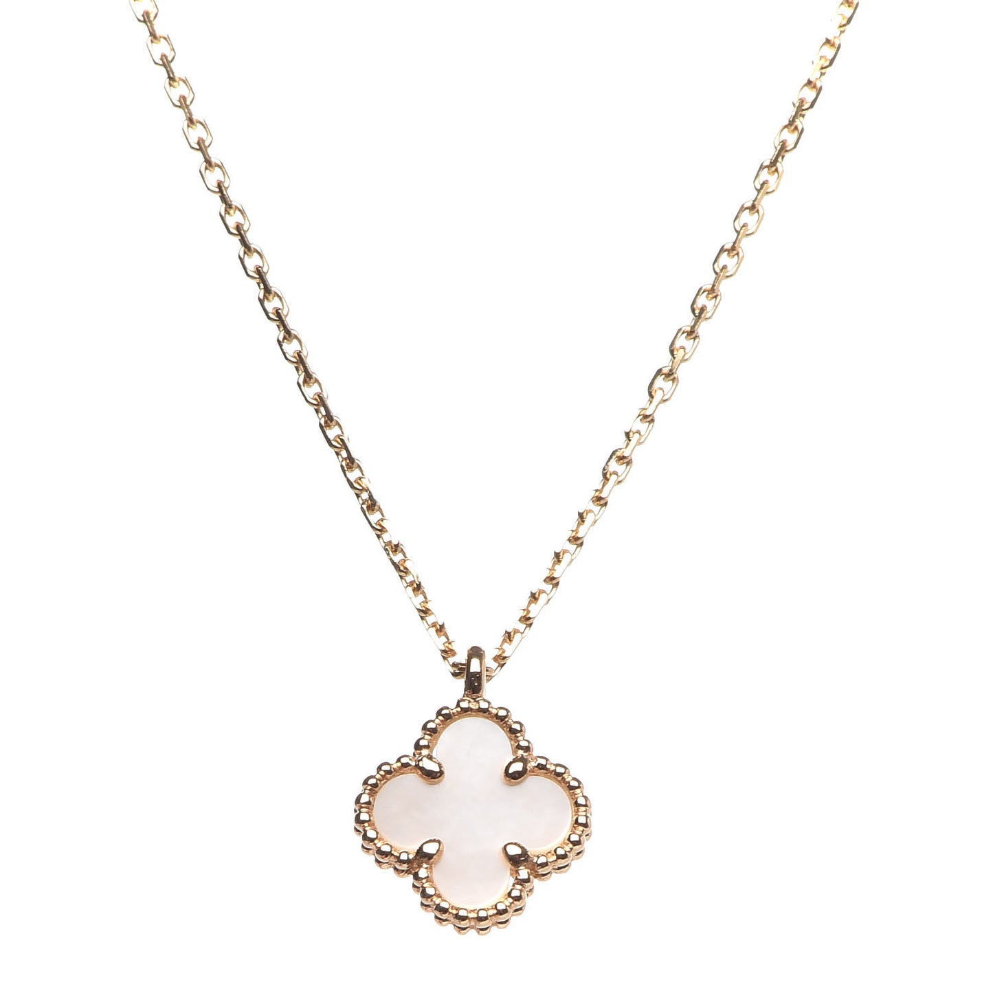 18K Yellow Gold Mother of Pearl Sweet Alhambra Pendant Necklace