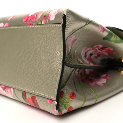 Gucci Metallic Shangai Calfskin Blooms Print Small Bamboo Daily Top Handle Bag Gold Multicolor 9 of 9