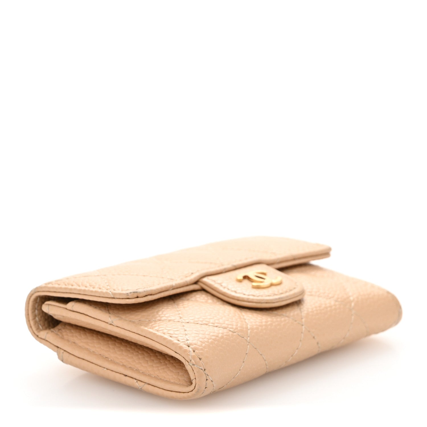 Chanel Caviar Quilted Card Holder Wallet Beige 4 of 10