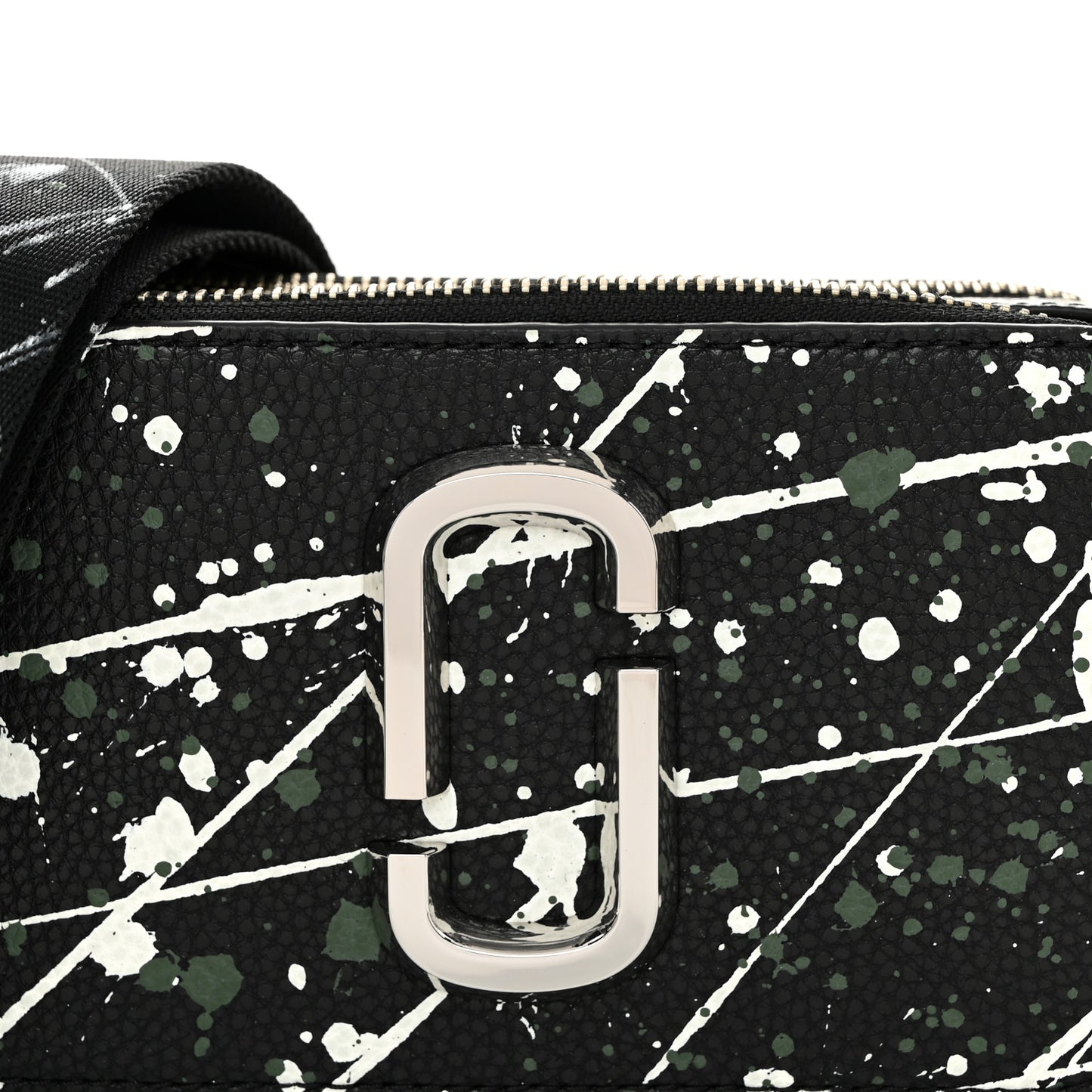 Calfskin Paint Splatter Small Snapshot Camera Bag Black Multi