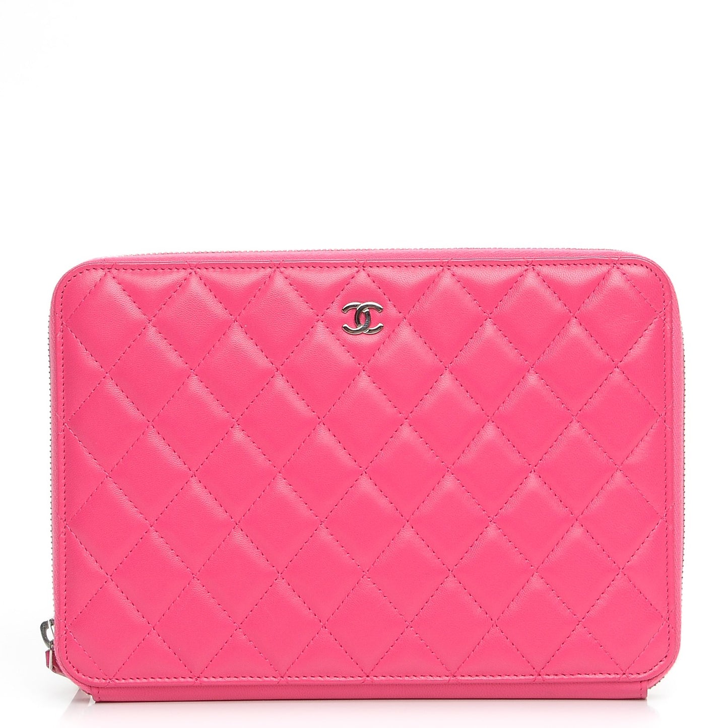 Lambskin Quilted Travel Case Pink