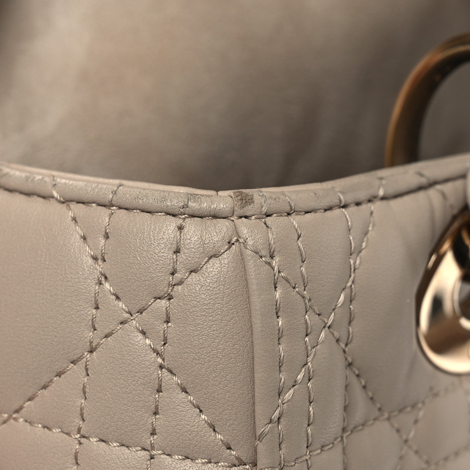 Christian Dior Lambskin Cannage Medium Lady Dior Beige 11 of 13