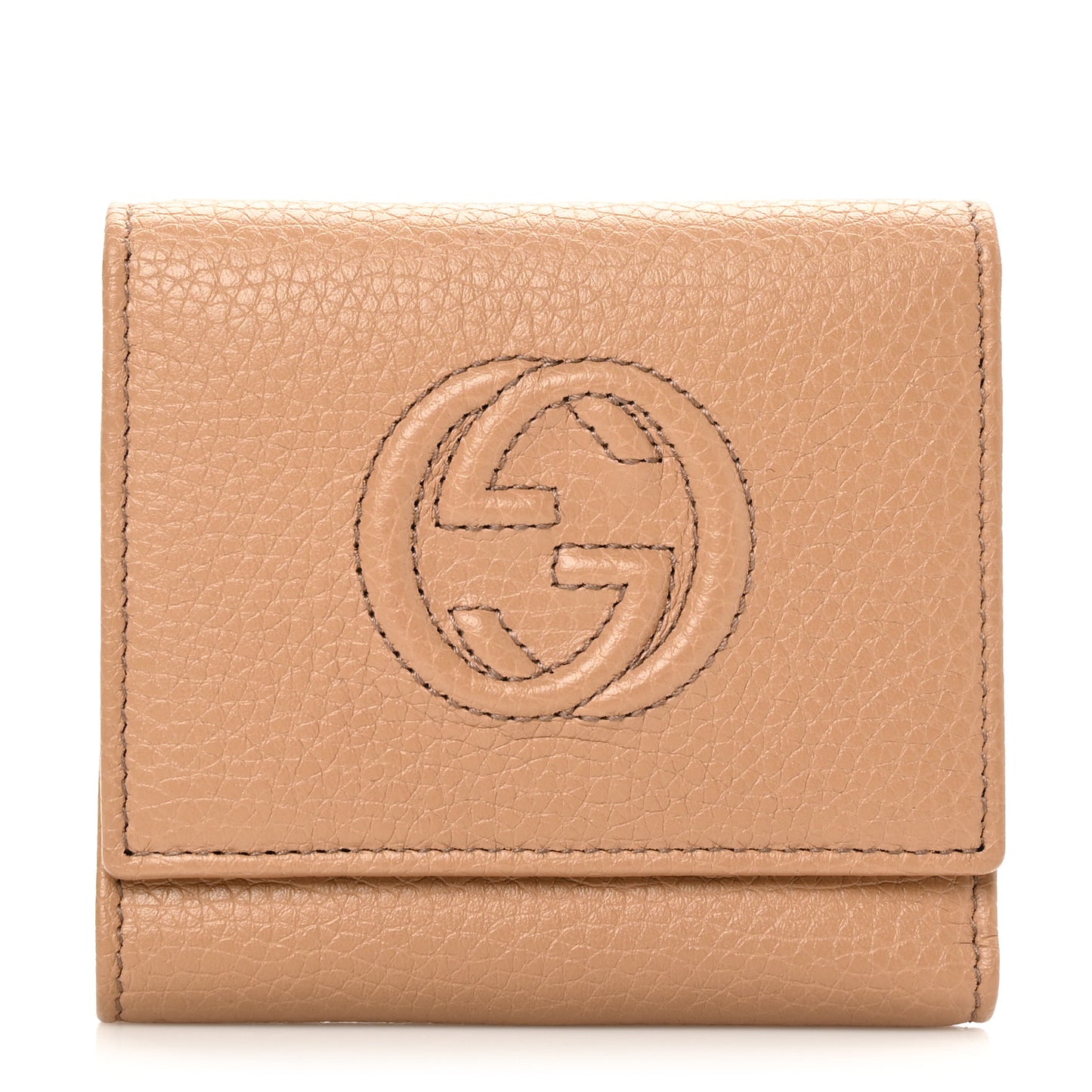 Pebbled Calfskin Soho Compact Flap Wallet Camelia
