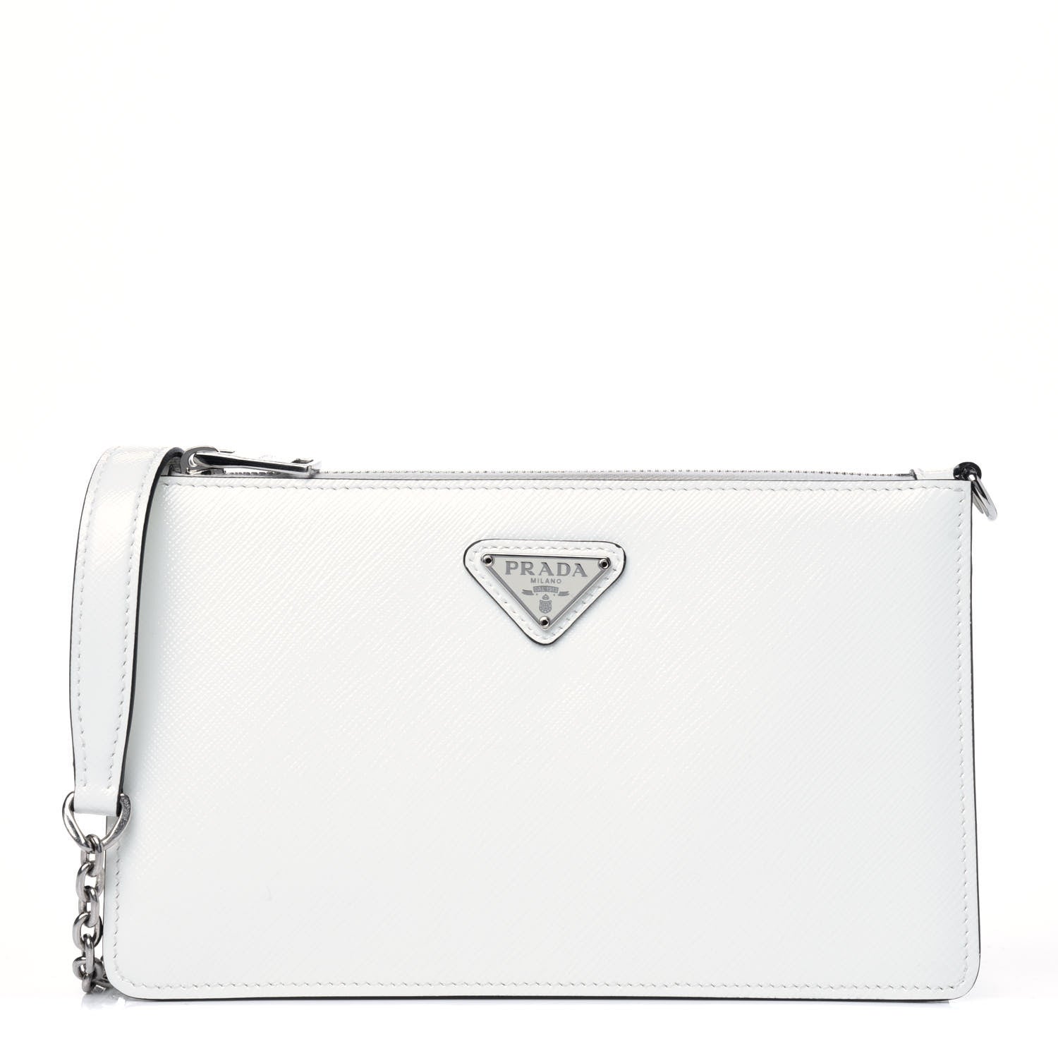 Prada Saffiano Vernice Chain Crossbody Bag Bianco 1 of 12
