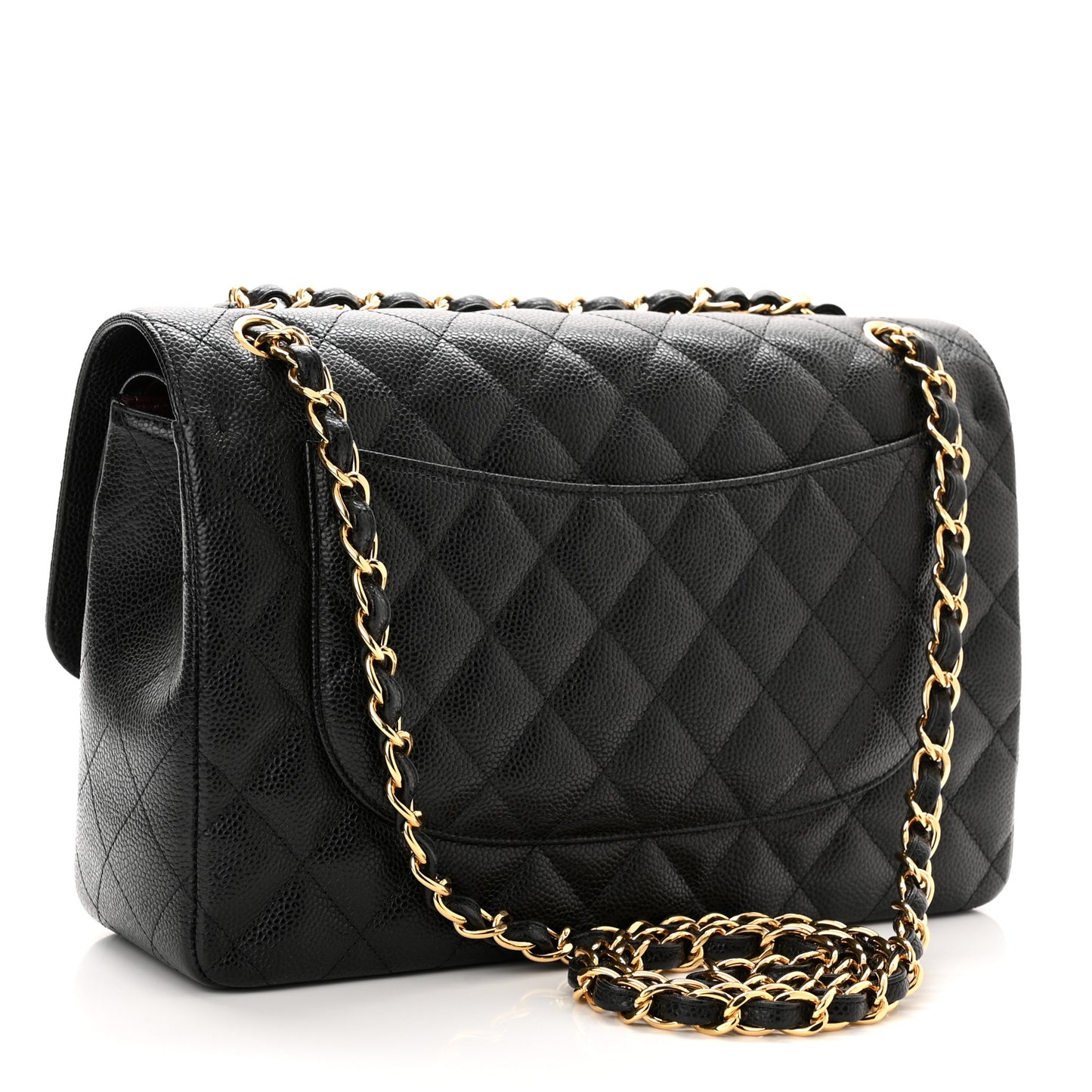 Caviar Quilted Jumbo Double Flap Black