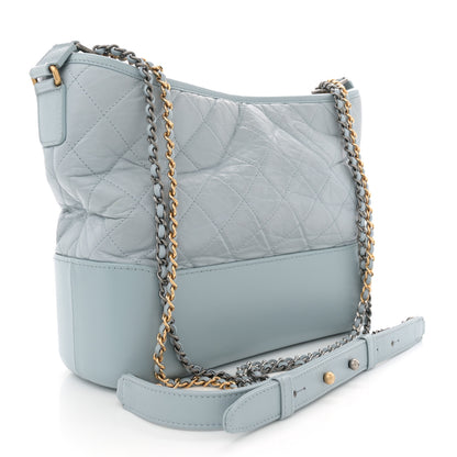 Chanel Aged Calfskin Quilted Medium Gabrielle Hobo Light Blue 3 of 13