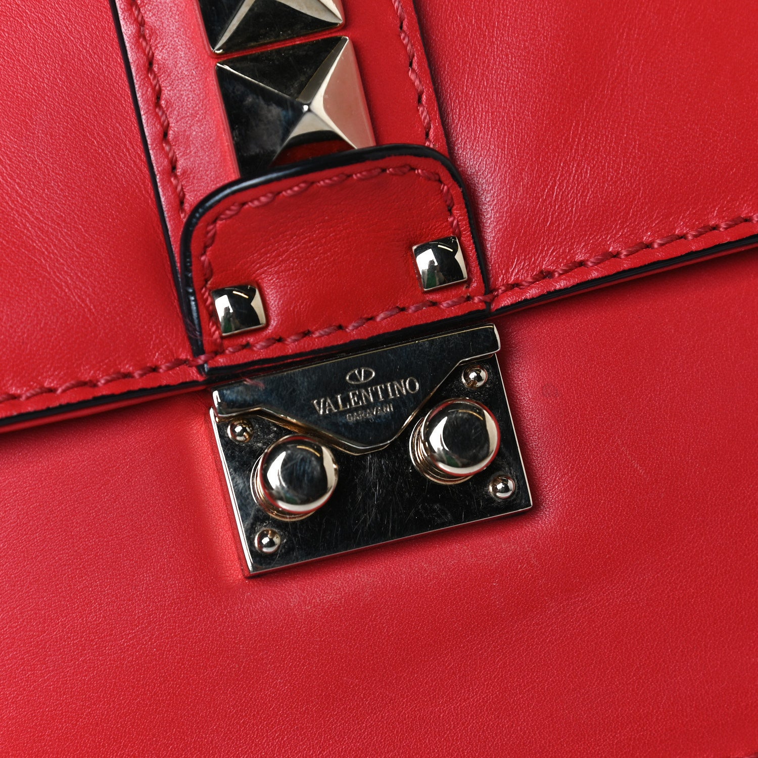 Valentino Garavani Vitello Small Glam Lock Rockstud Flap Red 8 of 15